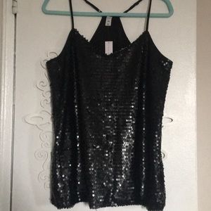 Racerback sequin top - black